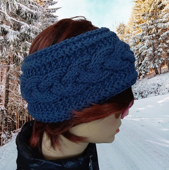 Handmade Women\'s Cable Knit Headband Light Blue One Size
