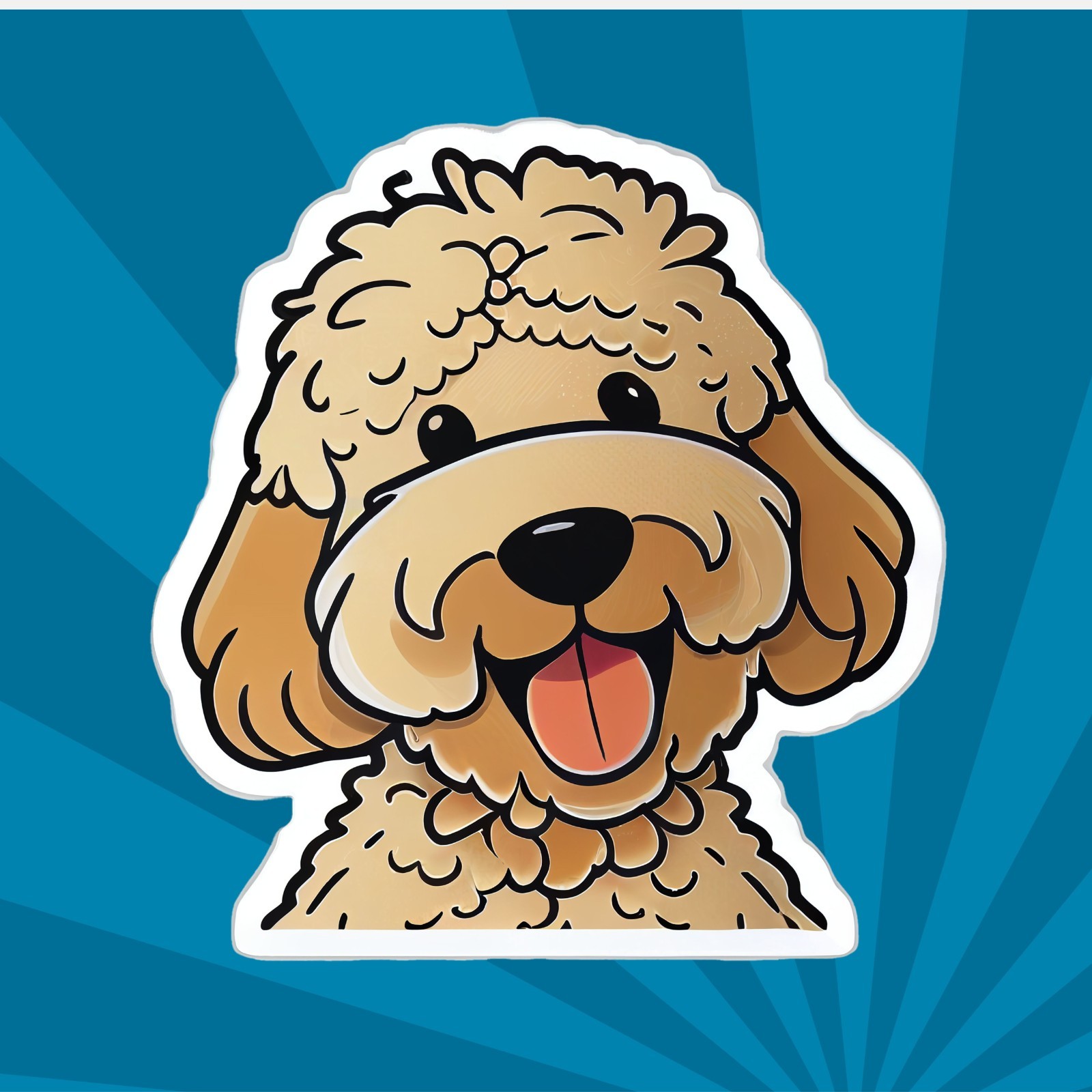 2” Happy Golden Doodle Sticker, Decal, Dog, Puppy, Doodle Lover, Animal, Happy