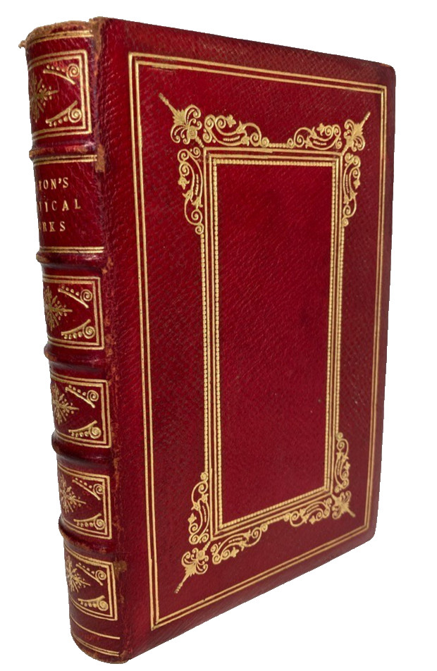 c1880 John Milton Poetical Works Full Red Morocco Gilt James Comerford Copy