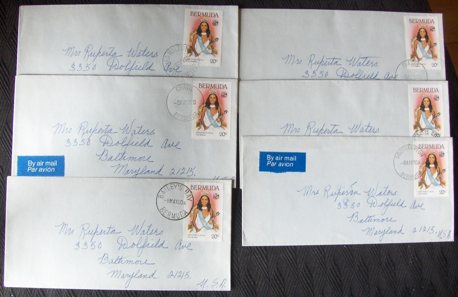 Bermuda. 11 letters sent to someone in Baltimore, MA in 1980.