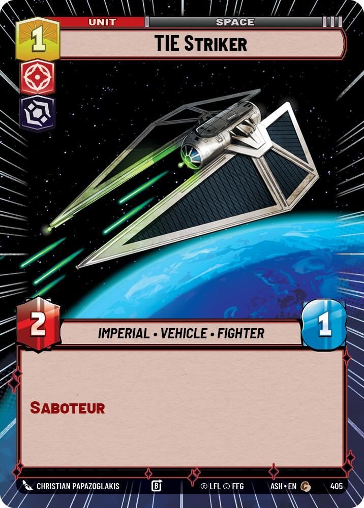 2026 Star Wars: Unlimited ASH TIE Striker (Hyperspace) (#405, Common, Near Mint)