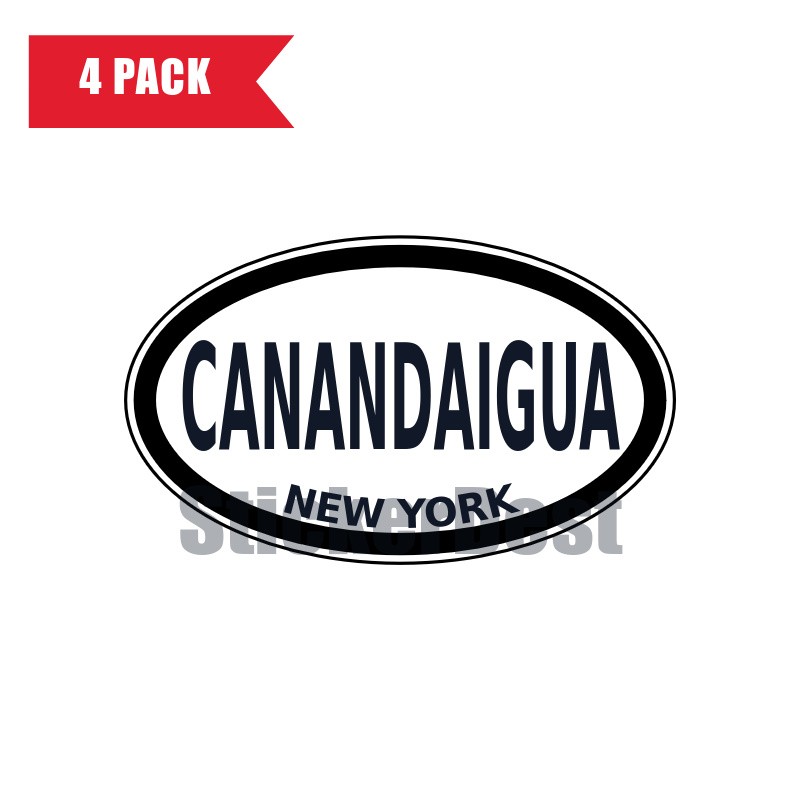 New York Canandaigua Oval Sticker 4 Pack 3x2 Inch
