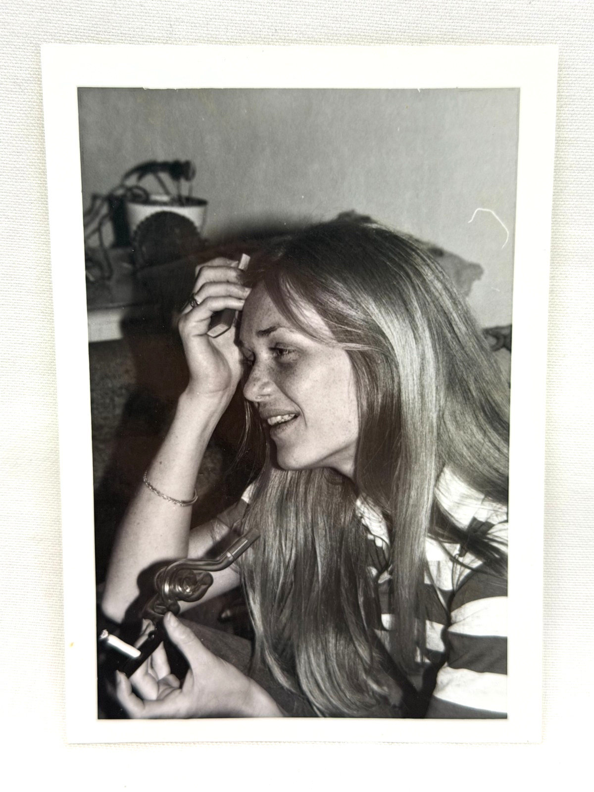 1970's Young Girl Woman Smoking Black & White Vintage Photo