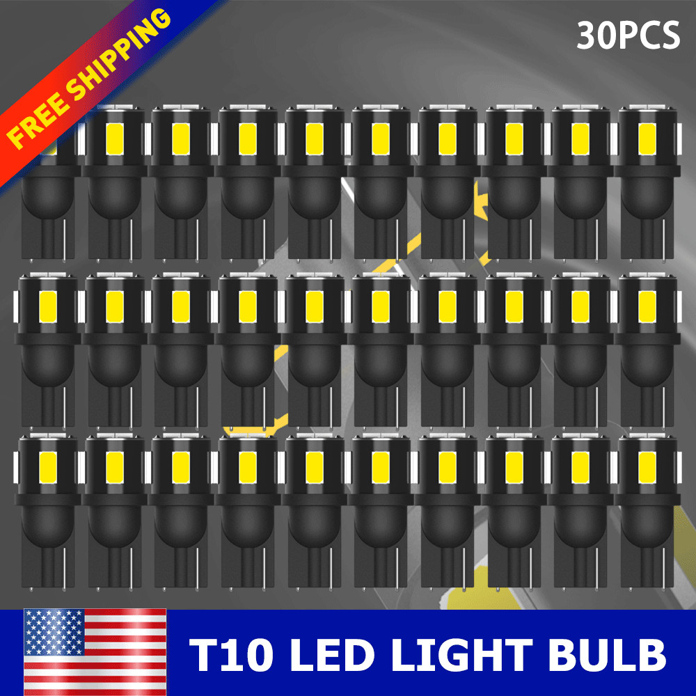 2/10/20/30X 6000K Super White T10 194 168 W5W 2825 LED Interior License Plate US