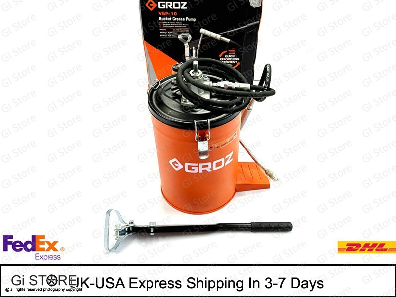 NEW GROZ Bucket Grease Pump - 10 Kgs./22 Lbs Model NO  VGP/10A