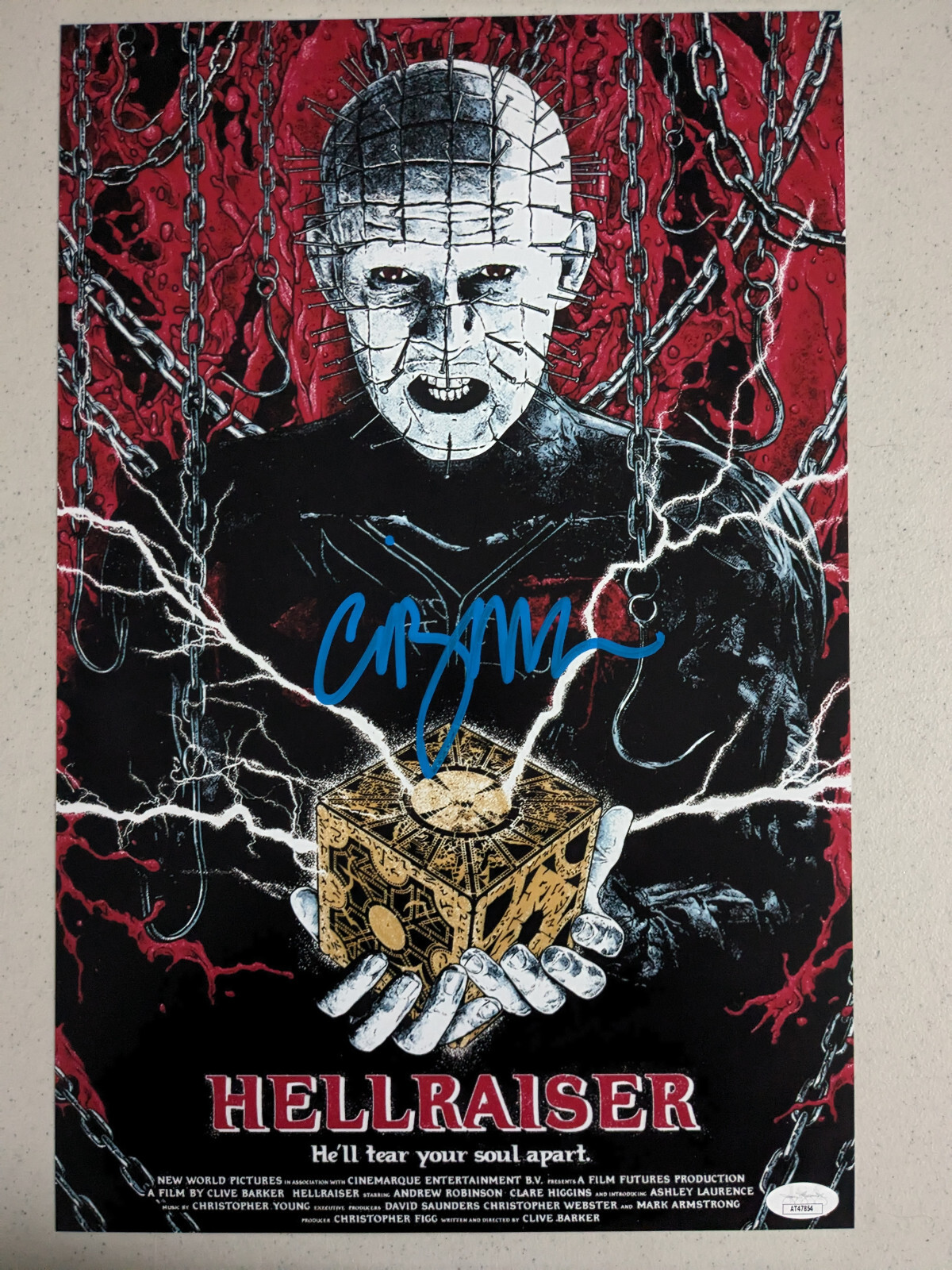 CLIVE BARKER Signed Hellraiser 11x17 Movie Poster Autograph JSA COA C