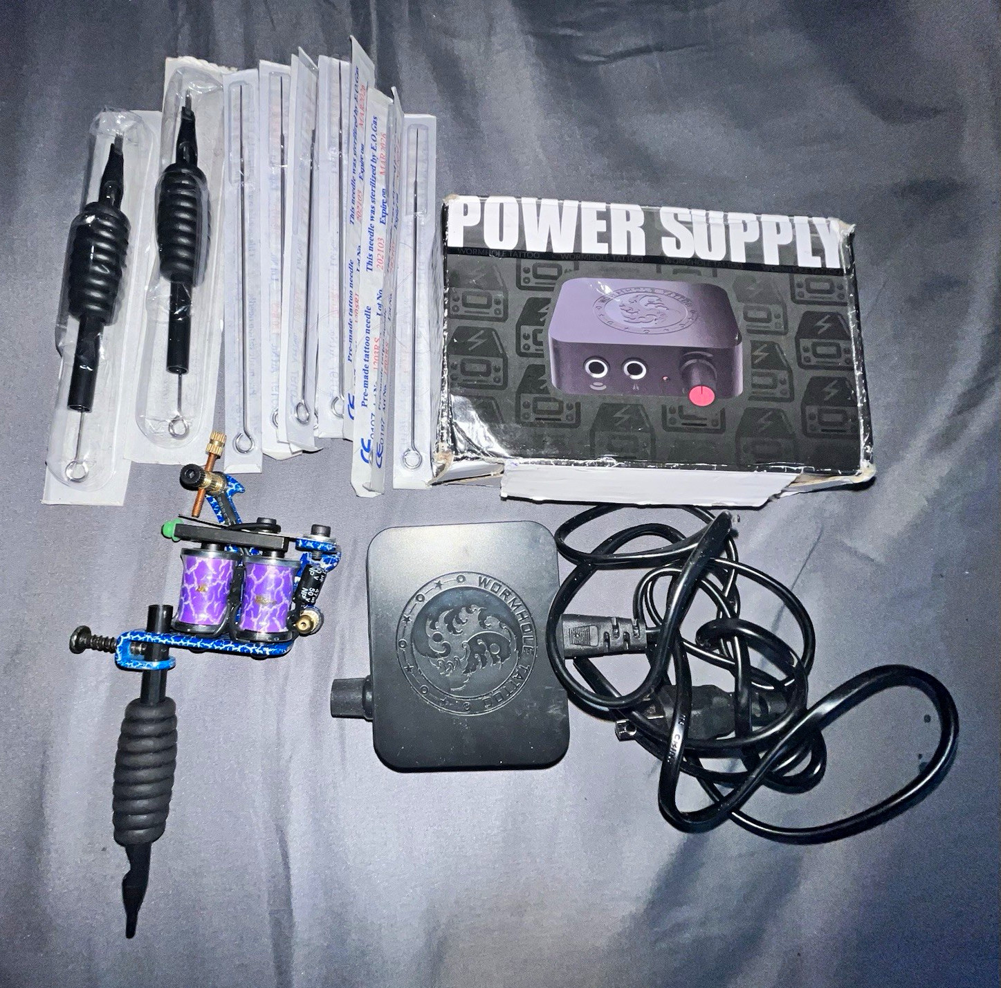 Tattoo Complete Kit Lightweight 2-Coil Machine Power Supply Needles Grip