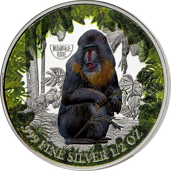 2021 Cameroon Mandrill Monkey Silver Color Coin Jungle African Wildlife WWF