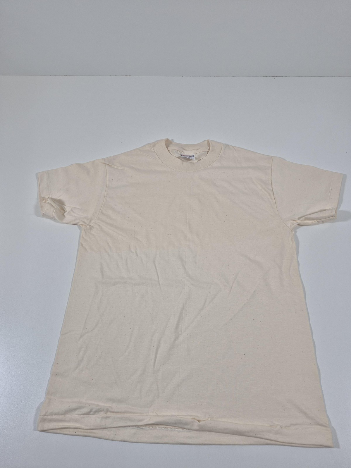 VTG Hanes Beefy-T Shirt Mens M Blank Cream Solid Cotton Single Stitch Tee USA