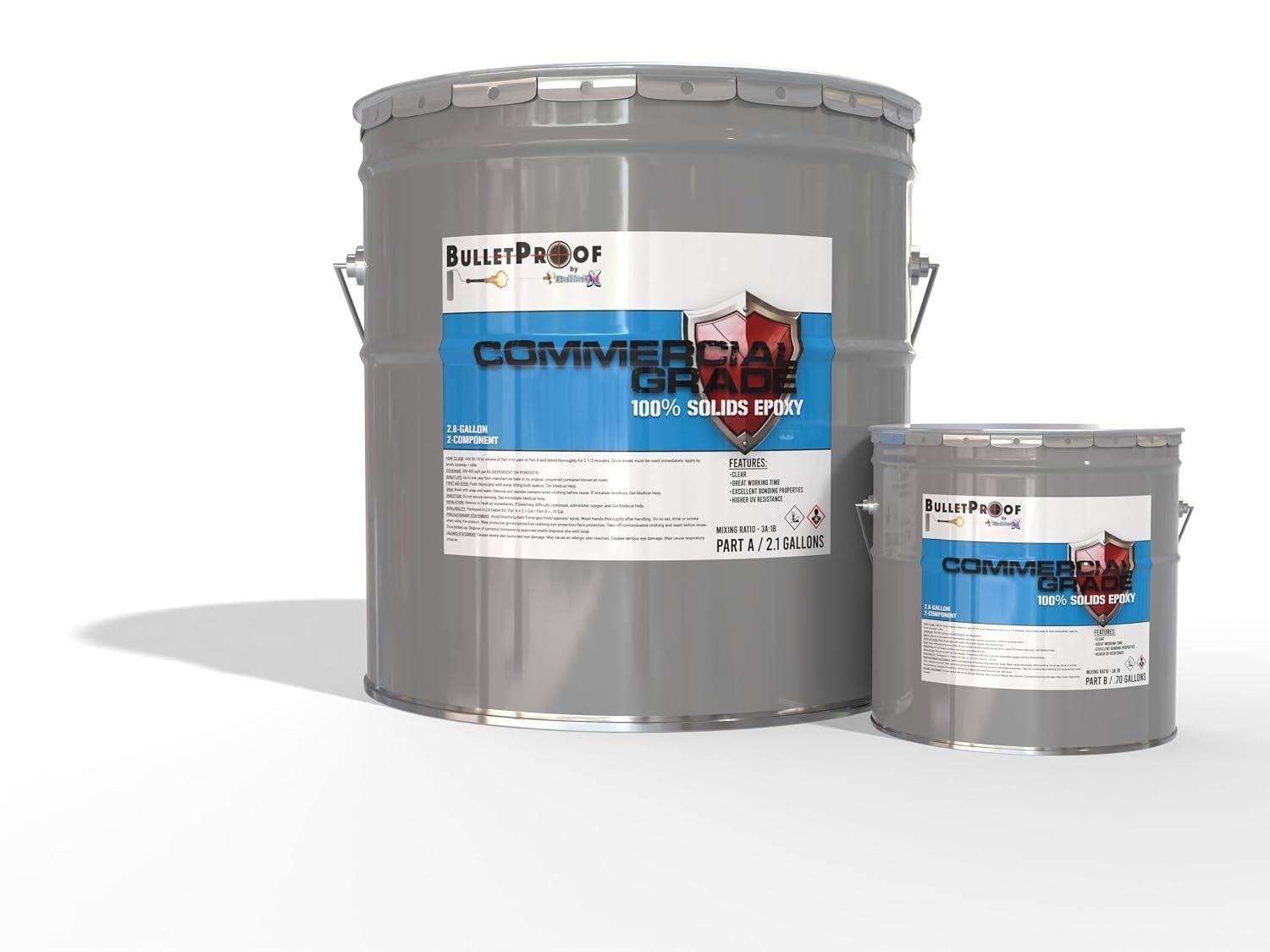 Bulletproof Resins: Commercial Grade 100% Solids Epoxy, 2-Component 2.8 Gallon Bulletproof Resins: Commercial Grade 100% Solids Epoxy, 2-Component 2.8 Gallon