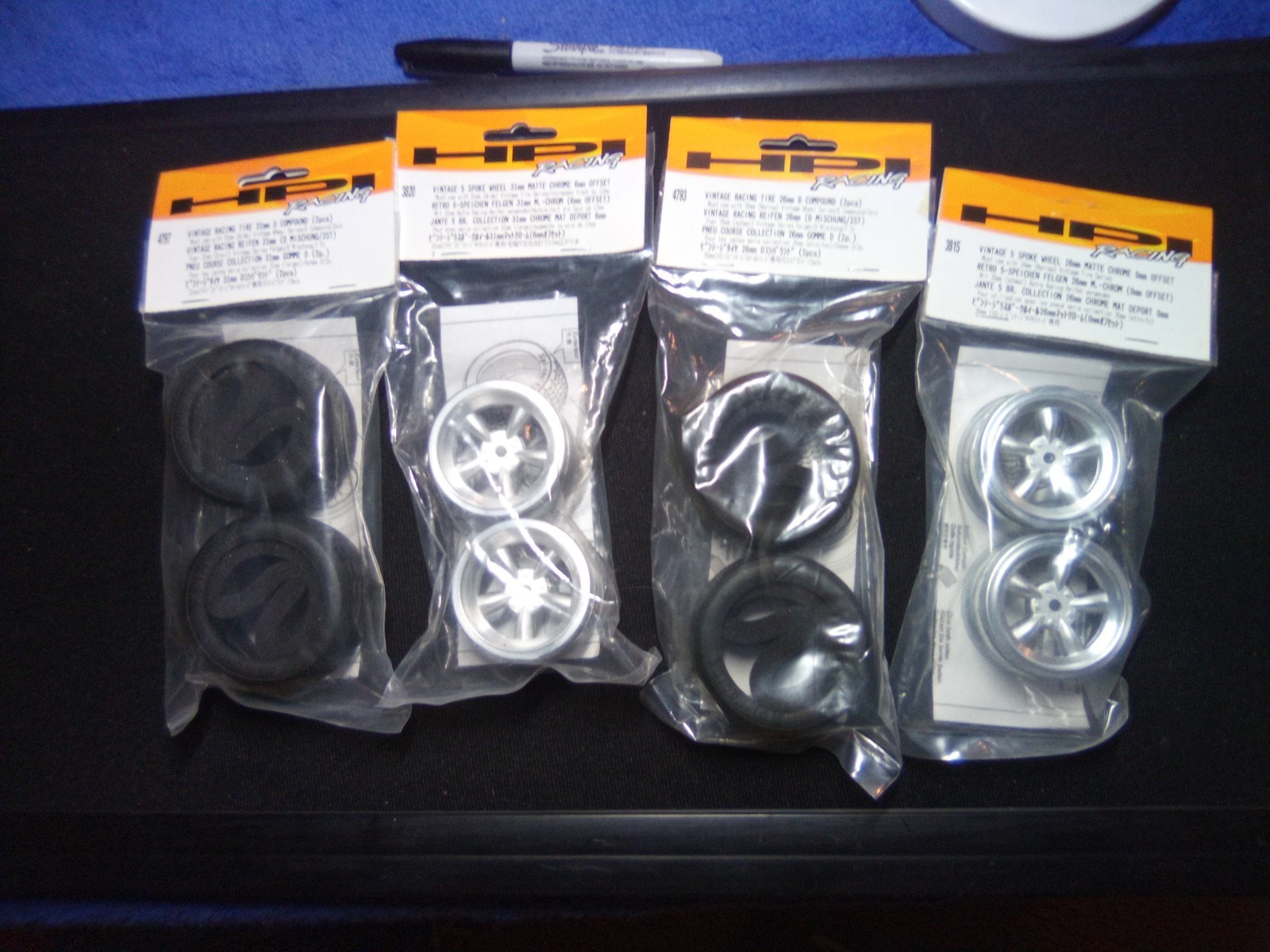 HPI 4797  4793   3820  3815   Vintage rear and front  wheels & Tires in package 