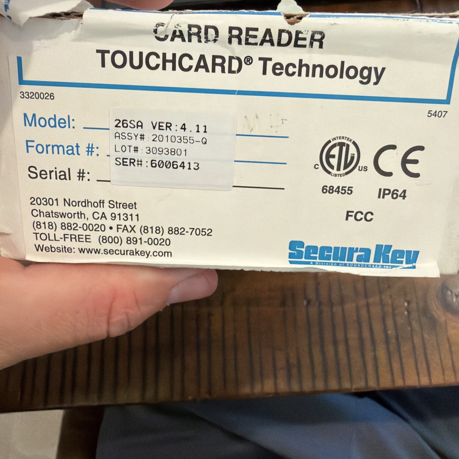 Securakey Entracomp 26SA Touch Card Surface Mount RFID Reader Securakey Entracomp 26SA Touch Card Surface Mount RFID Reader