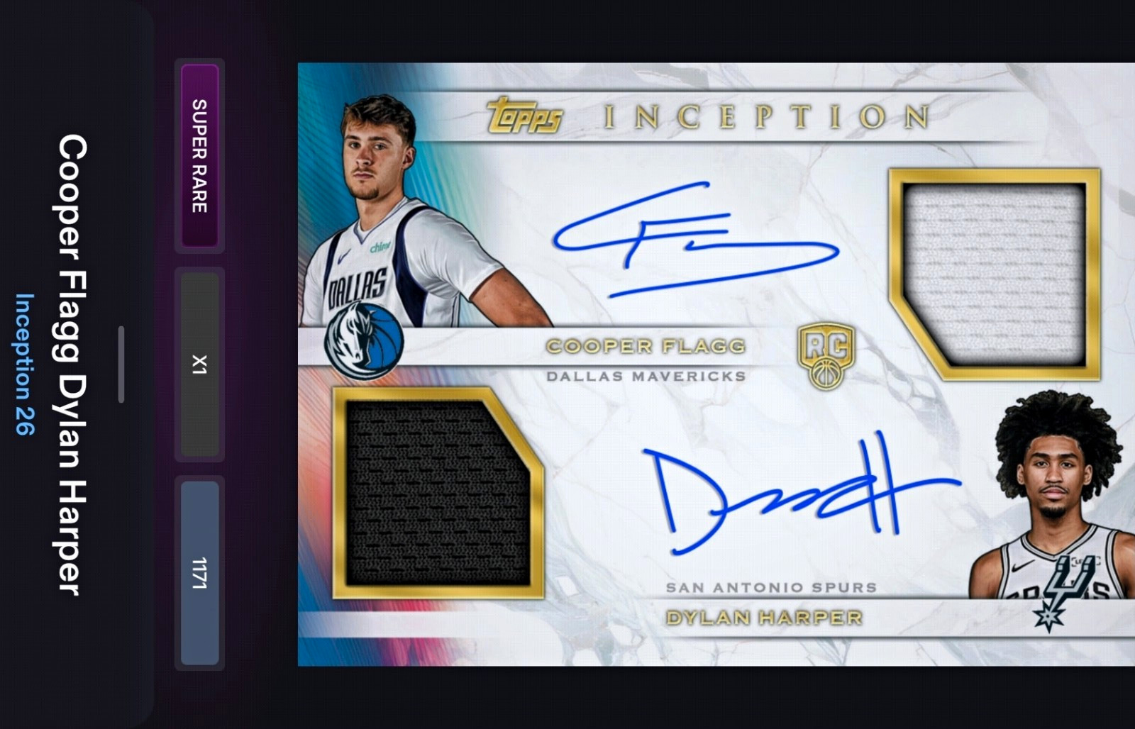 DIGITAL Topps 2026 Inception Cooper Flagg Dylan Harper RC Dual Relic Auto