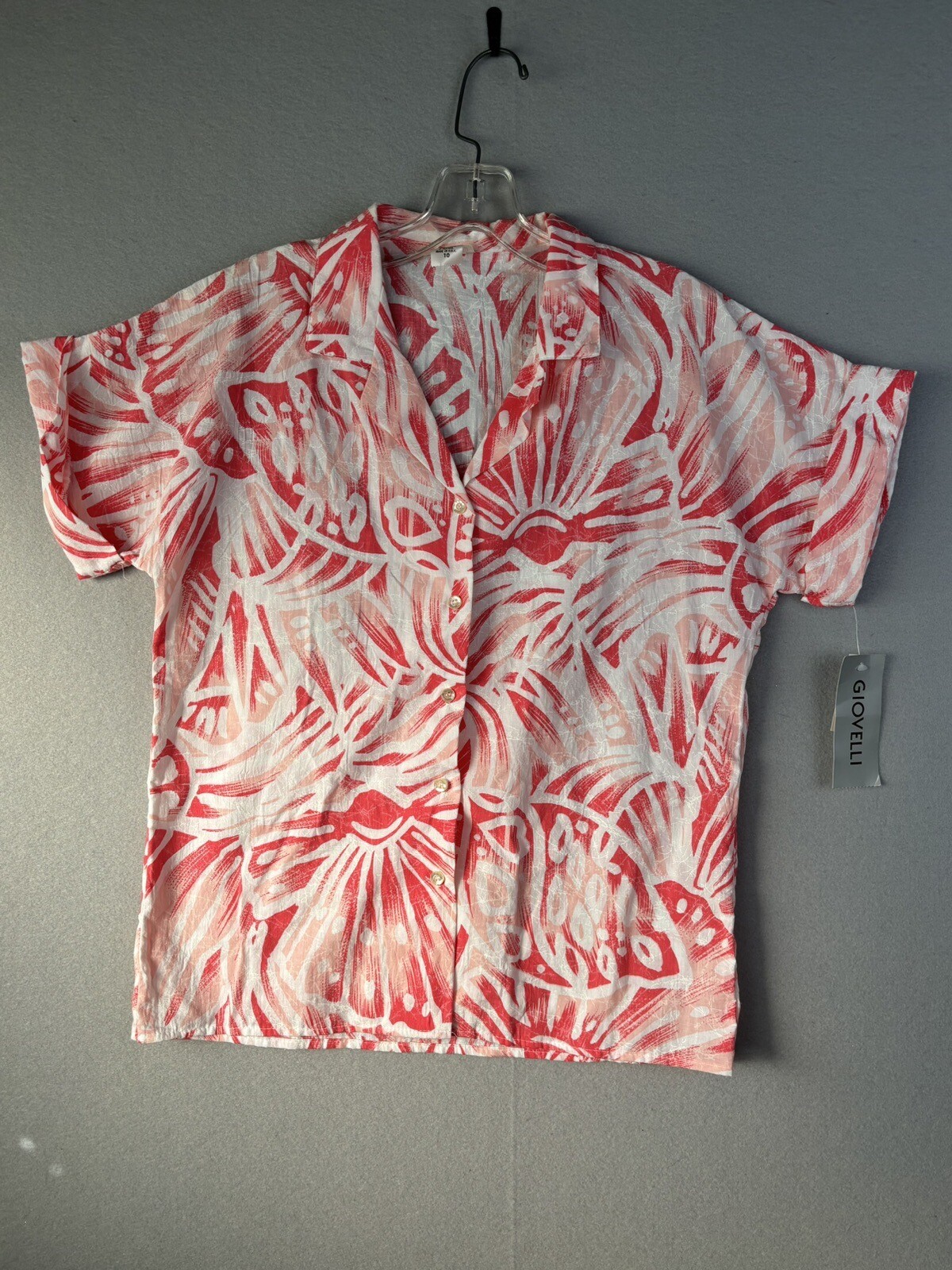 Vintage Giovelli Women’s Shirt Short Sleeve Button Up Pink  USA 3118