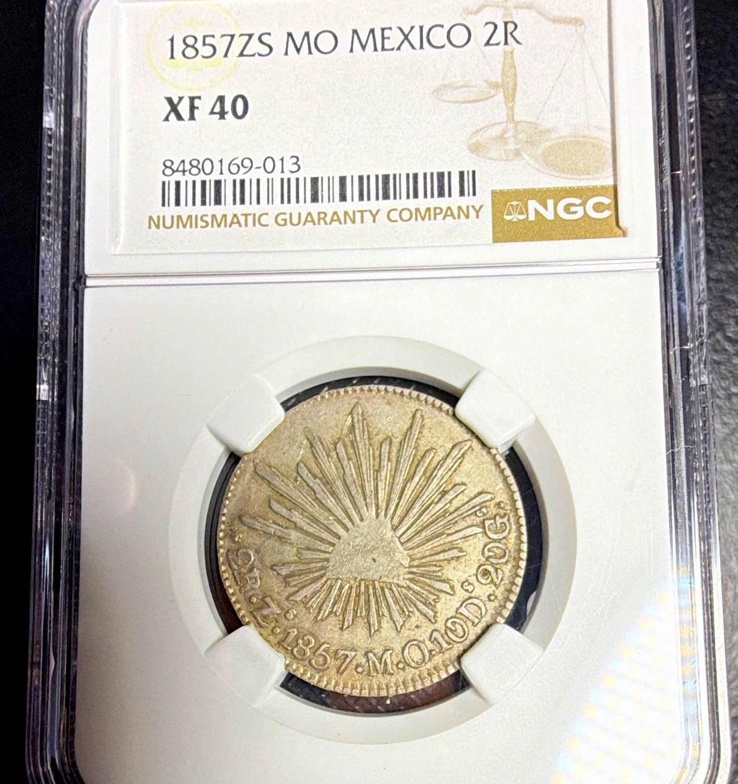 1857 Mo Zs Mexico 2 Reales Silver NGC XF40 High Grade Nice Specimen 1857 Mo Zs Mexico 2 Reales Silver NGC XF40 High Grade Nice Specimen