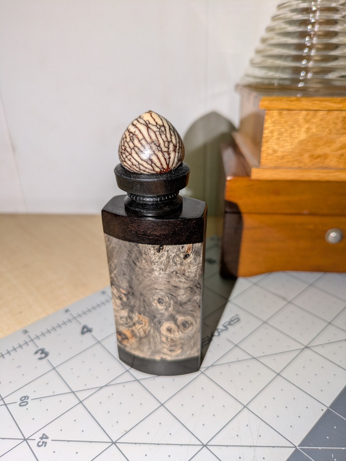 Authentic Hand-Carved scent bottle by artist Jon Sauer