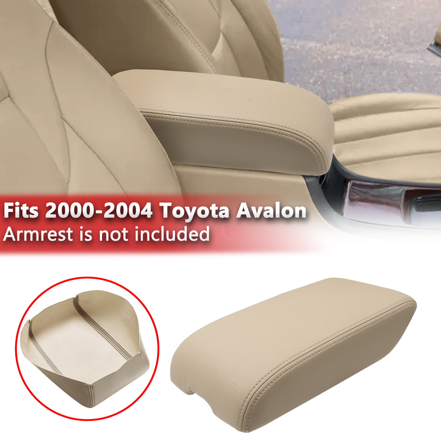 Fits 2000 2001 2002-2004 Toyota Avalon Console Lid Armrest Vinyl Cover Beige