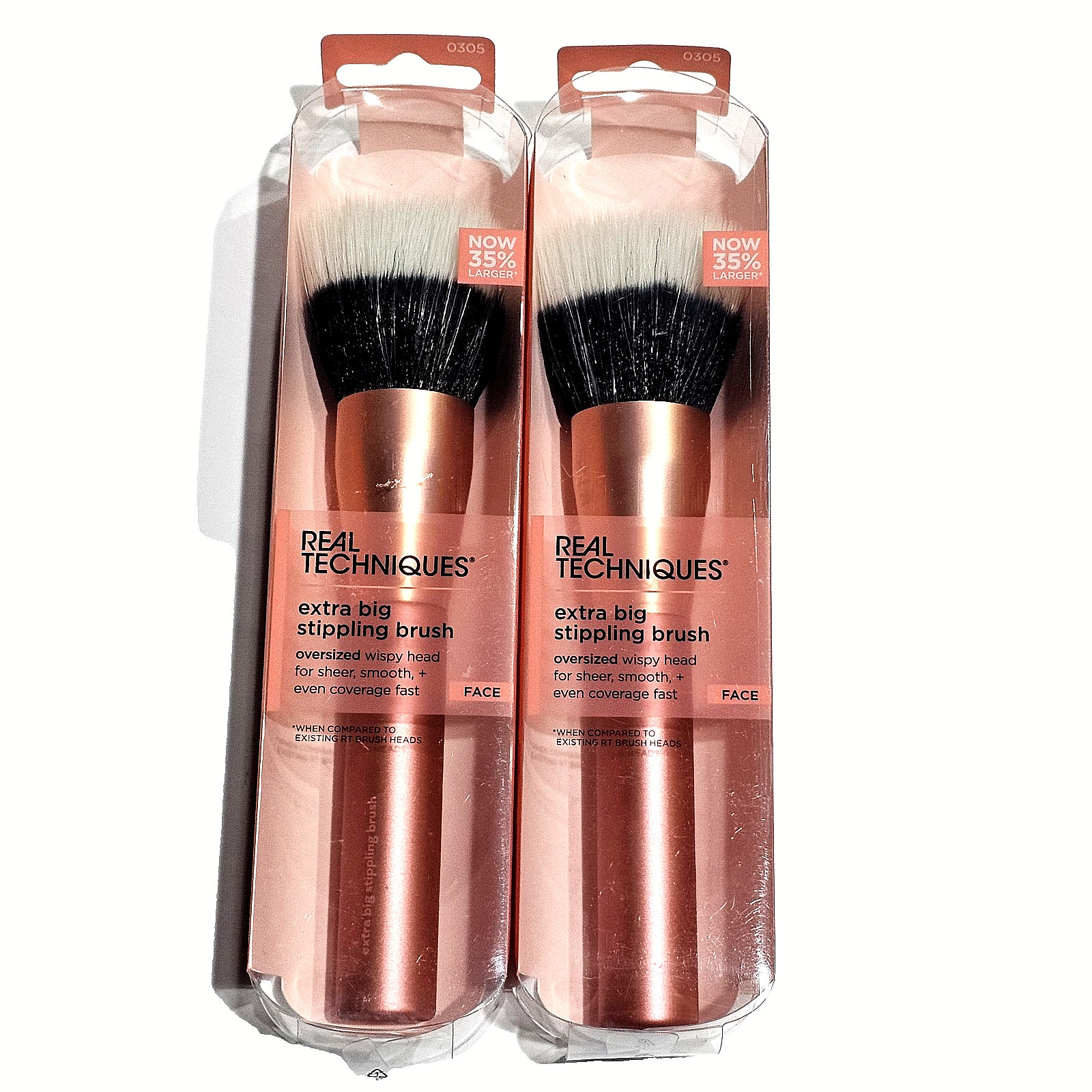 2 Pack Real Techniques Extra Big Stippling Brush Oversized Wispy Head, Face
