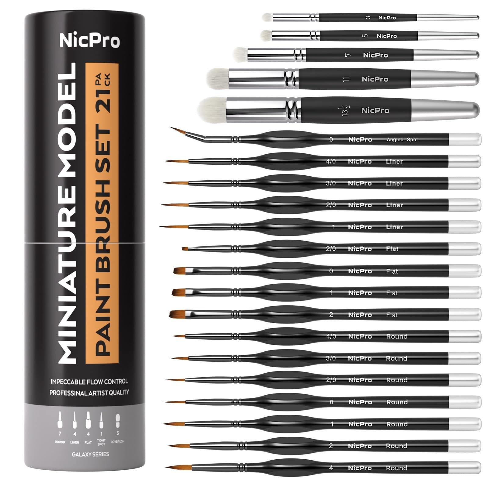 21PCS Miniature Paint Brush Set - Fine Detail & Drybrush Tools for Models