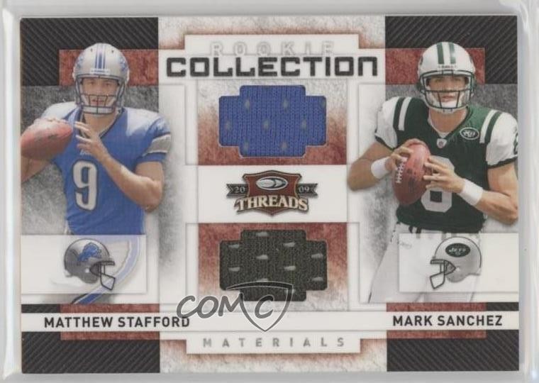 2009 Donruss Threads 450/500 Mark Sanchez Matthew Stafford #13 RC 1fp4