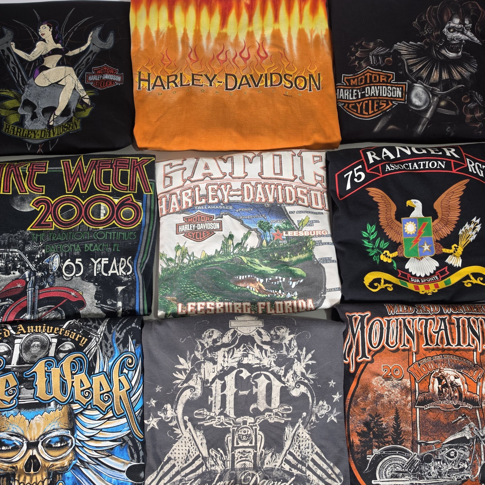 15pc Y2K Vintage Harley Bike Week Biketoberfest  Daytona Reseller Tshirt Lot 