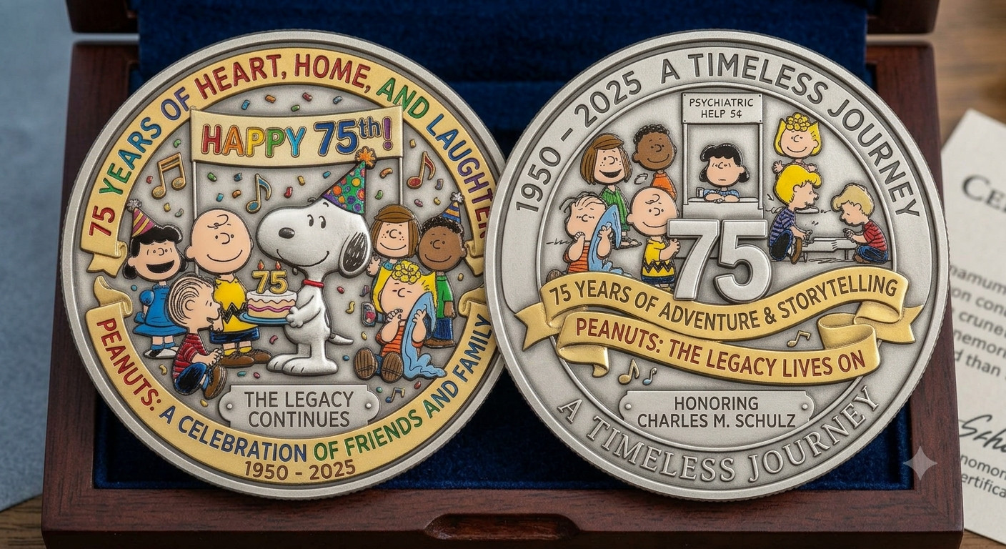 Peanuts 75th Anniversary Snoopy Collector Commemorative Coin