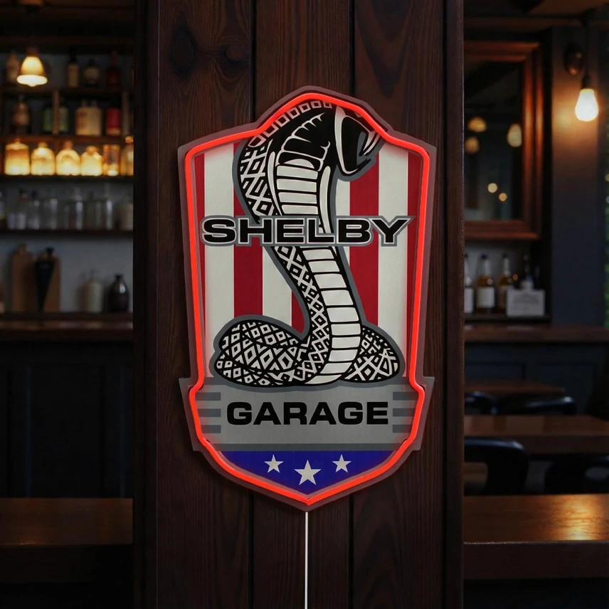 Shelby Garage Led Wall Sign For Man Cave, Garage, Bar, Game Room-USB Powered