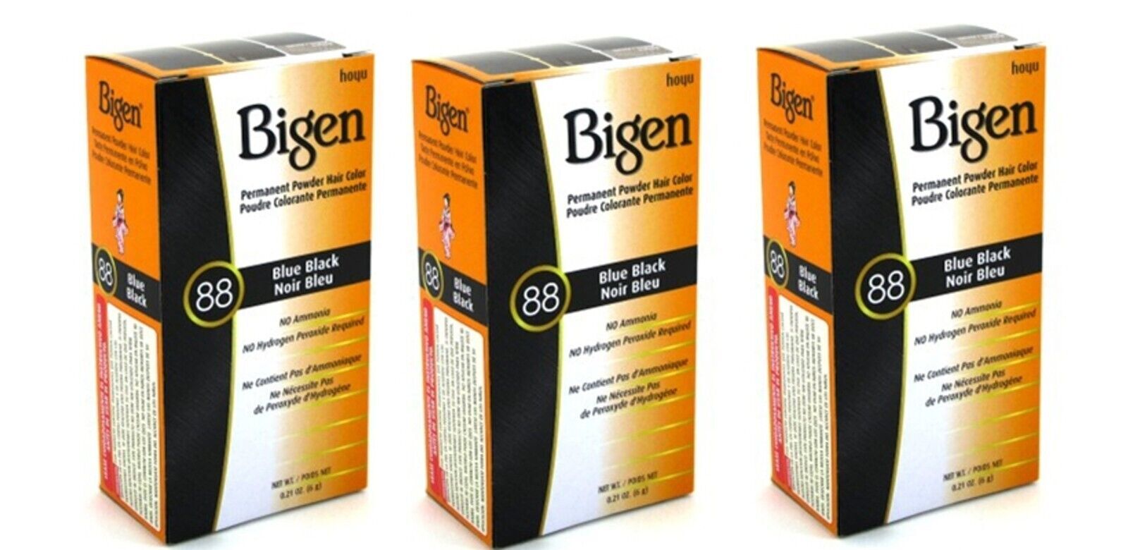 BL Bigen Powder Hair Color #88 Blue Black 0.21 oz -THREE PACK BL Bigen Powder Hair Color #88 Blue Black 0.21 oz -THREE PACK