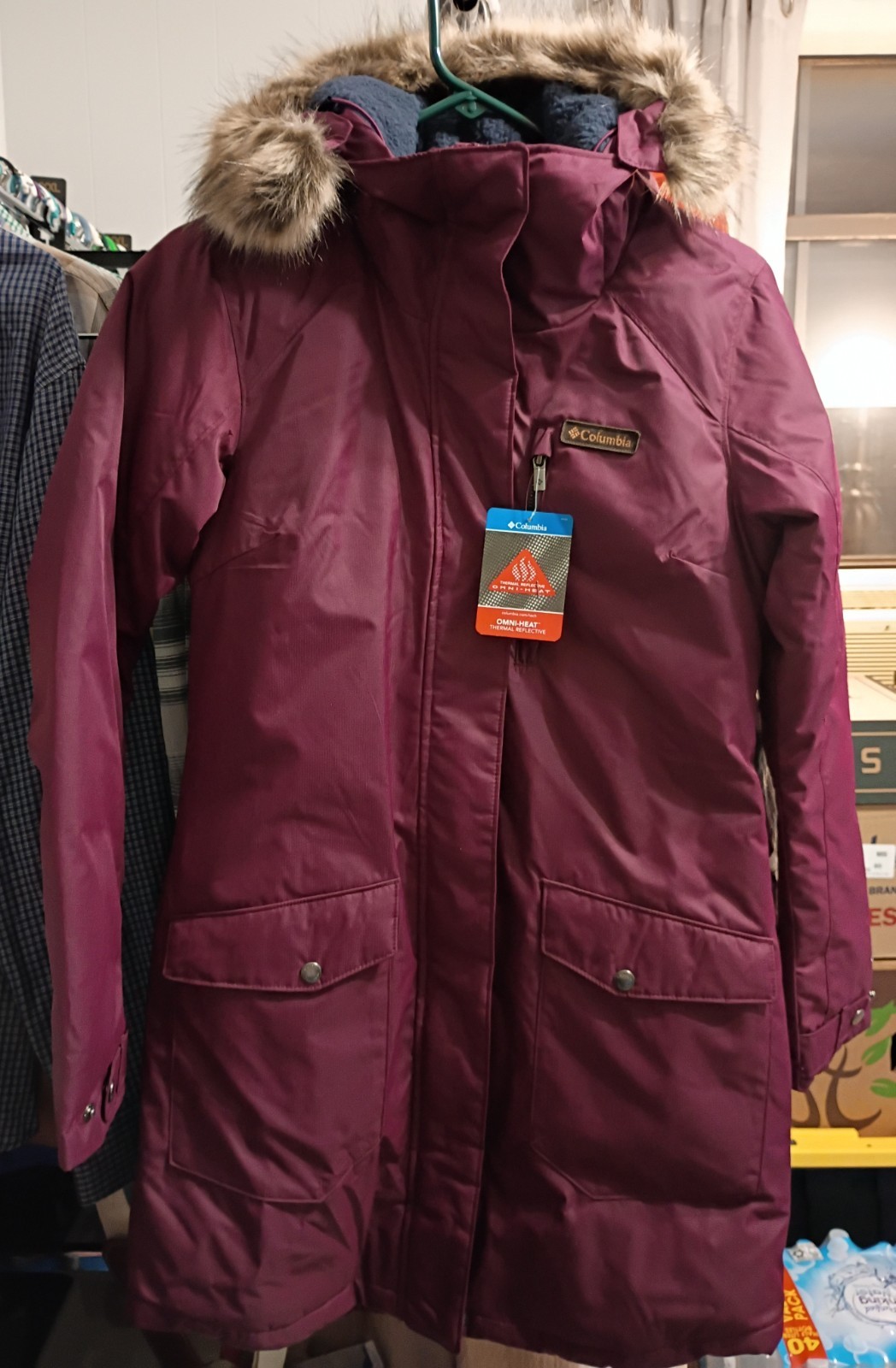 Columbia Women\'s Suttle Mountain Long Insulated Jacket SMALL Omni Heat Burgundy