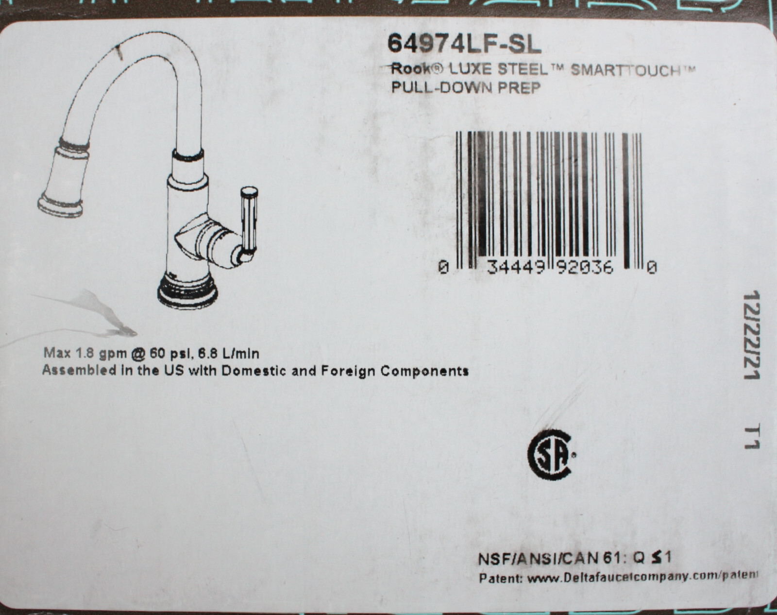 Brizo 64974LF-SL Rook 1.8 GPM 1-Hole Prep Kitchen Faucet SmartTouch - Luxe Steel Brizo 64974LF-SL Rook 1.8 GPM 1-Hole Prep Kitchen Faucet SmartTouch - Luxe Steel