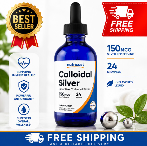 Nutricost Colloidal Silver 4oz, Cobalt Blue Glass Bottles | Bio-Active