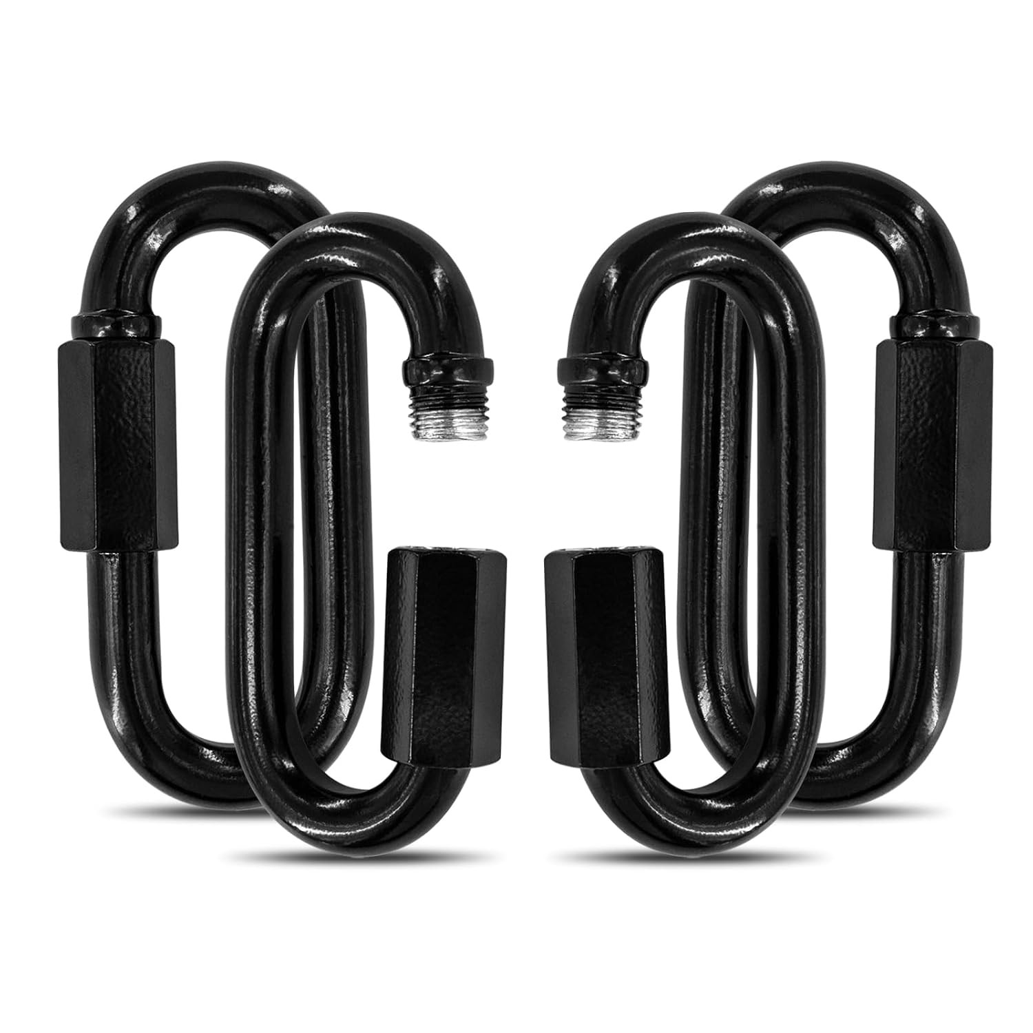 4PCS 3.5IN Black Quick Link,Heavy Duty Locking Carabiner Rated 2500 Lbs