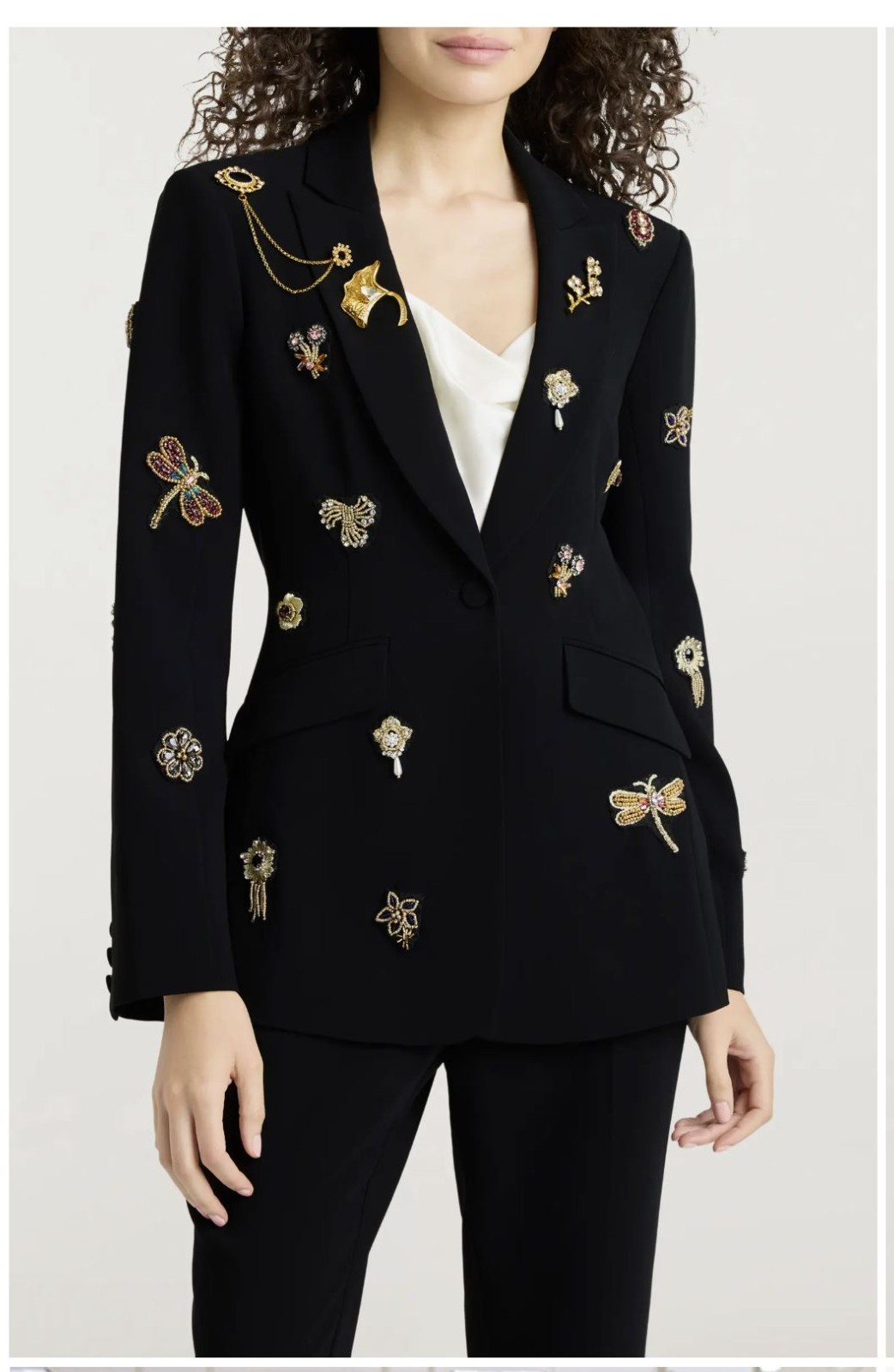 Cinq à Sept Women\'s Black Cheyenne Beaded Brooches Crepe Jacket Size Cinq à Sept Women\'s Black Cheyenne Beaded Brooches Crepe Jacket Size