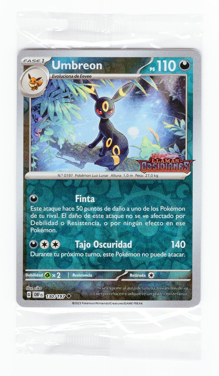 *READ* 1x ESP SPANISH Umbreon Reverse Holo Stamped Sealed 130 PROMO Pokemon Card