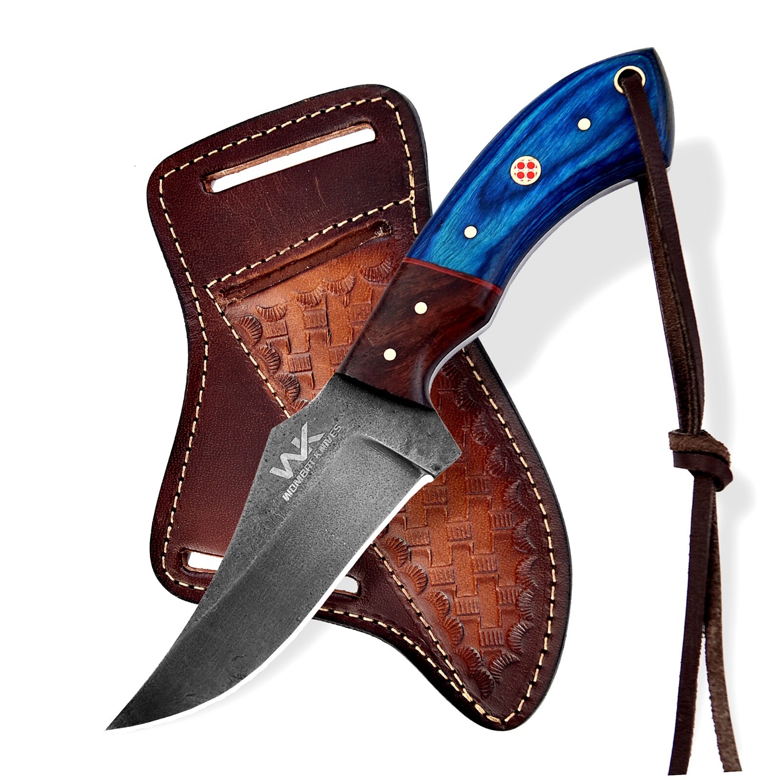 Handmade 1095 Steel Cowboy Hunting Knife with Leather Sheath, Skinner Knife