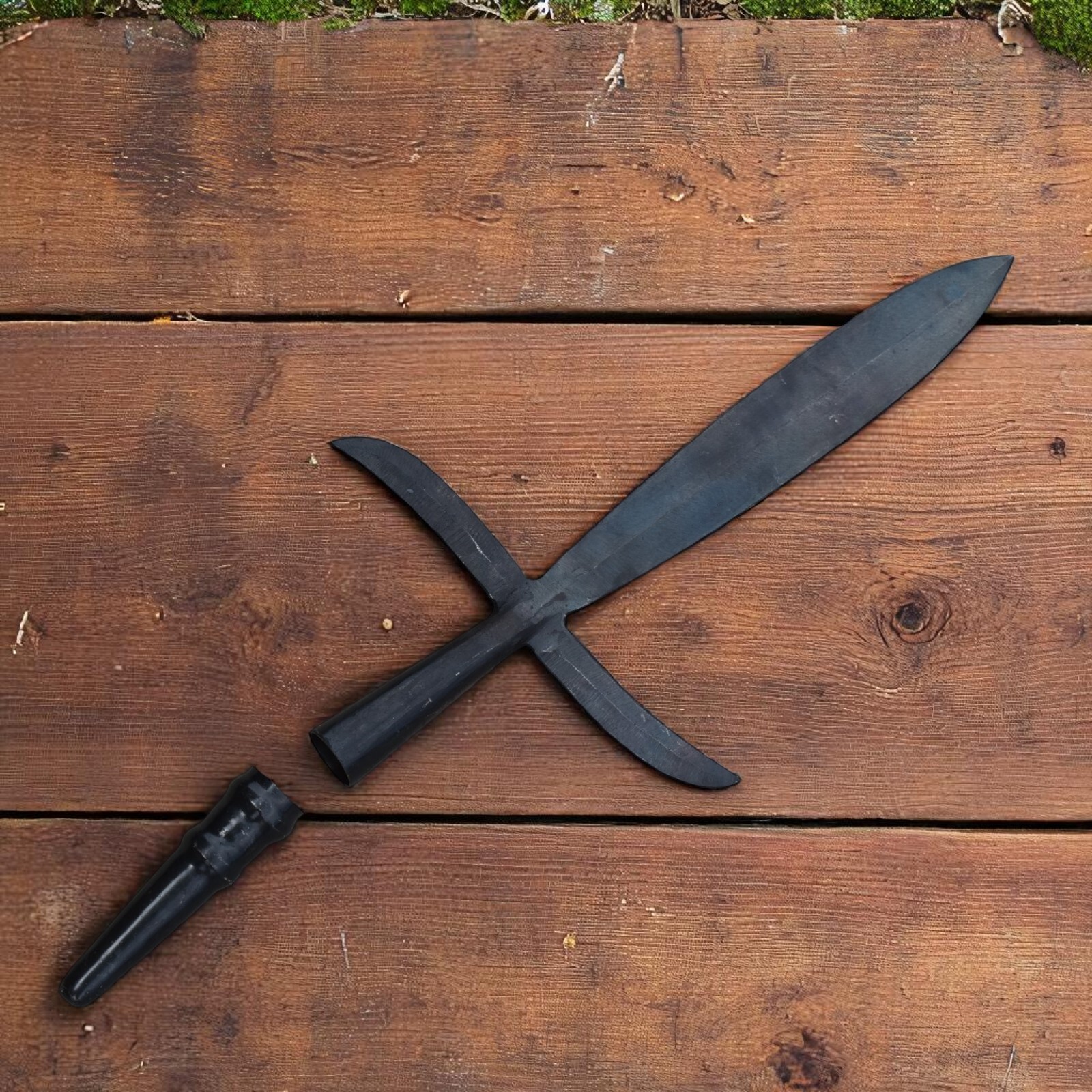 Hand Forged Medieval Japanese Spearhead WITH BUTT CAP Hand Forged Medieval Japanese Spearhead WITH BUTT CAP