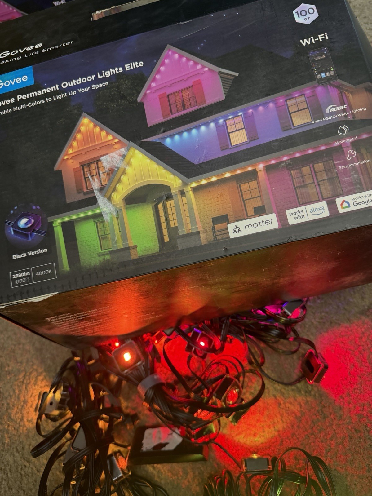 Govee ELITE Permanent Outdoor Lights - 100 ft. Black Preowned