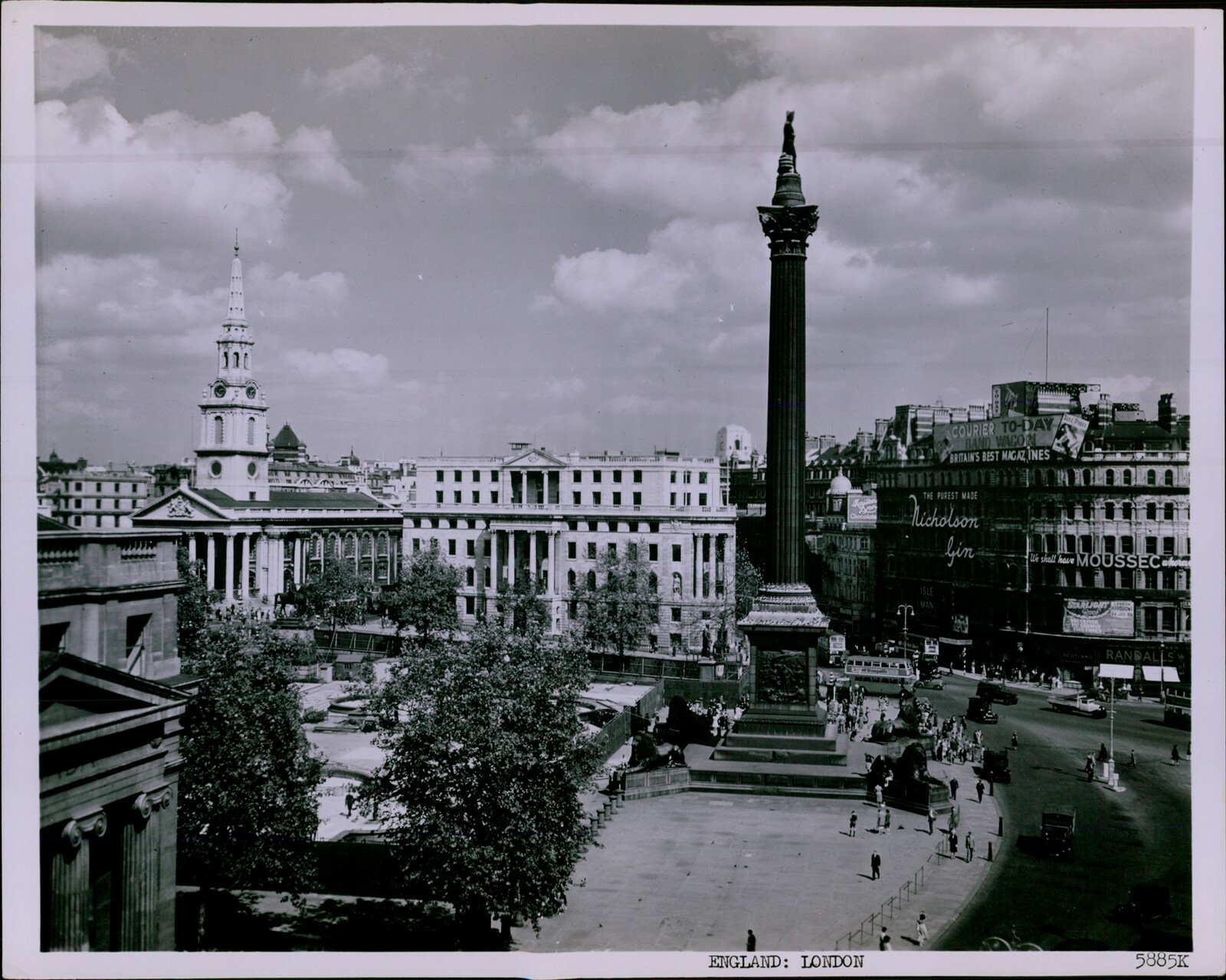 LD211 1963 Original Photo LONDON ENGLAND Bird\'s Eye View Trafalgar Square Column LD211 1963 Original Photo LONDON ENGLAND Bird\'s Eye View Trafalgar Square Column