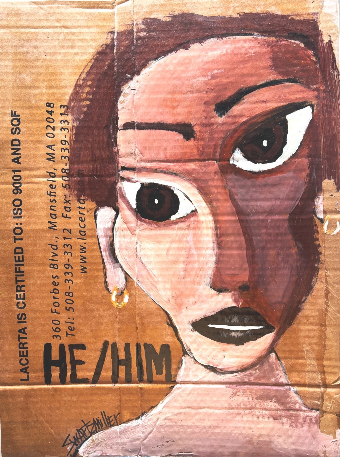 HE HIM Pop Art PORTRAIT unique PAINTING original 16x23 CB SWARTZMILLER DNA wall