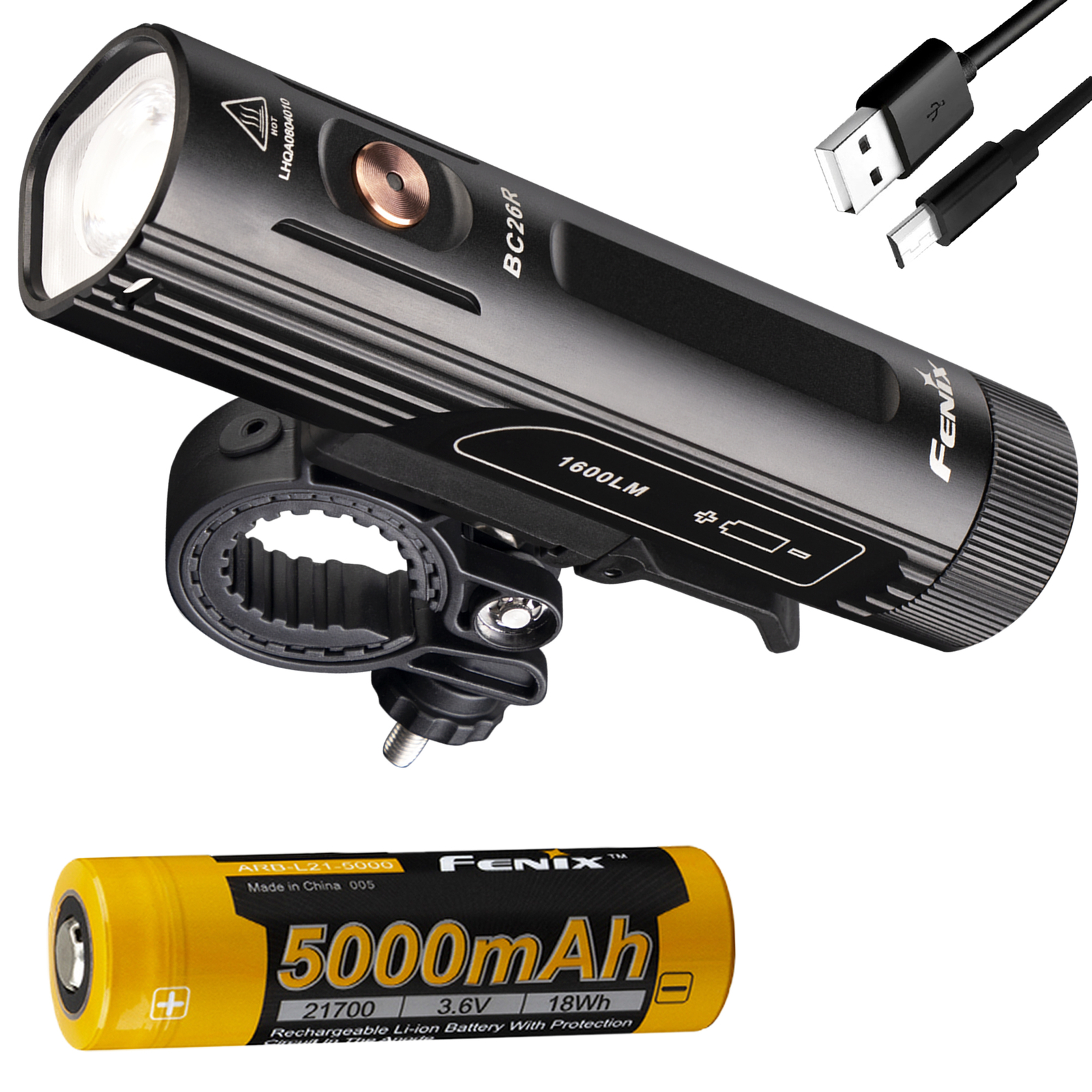 Fenix BC26R 1600 lumen USB Rechargeable Bike Light, with Quick Release Mount