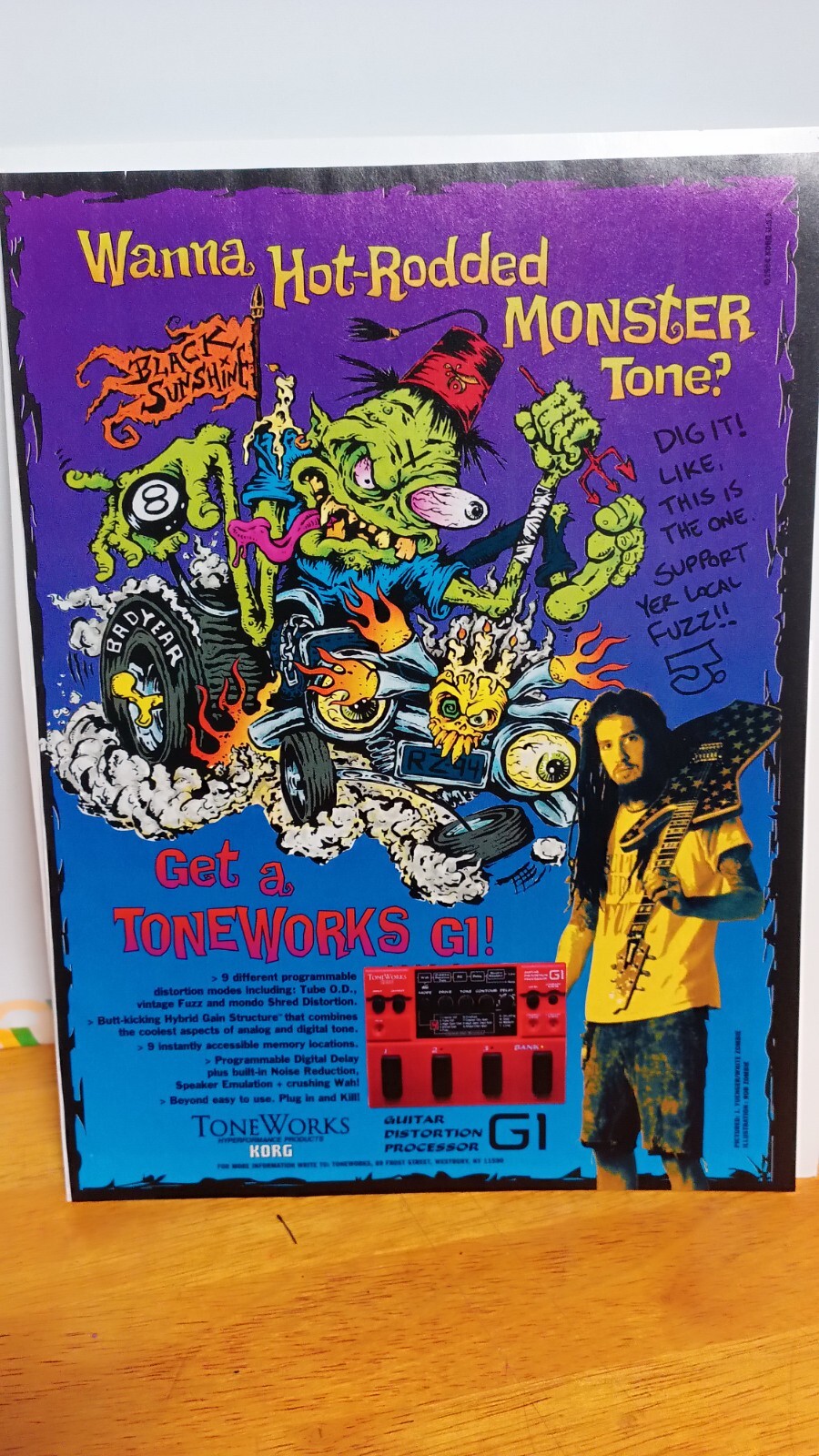 WHITE ZOMIBE KORG G1 GUITAR EFFECTS GUITAR. AD PRINT 11 X 8.5 WHITE ZOMIBE KORG G1 GUITAR EFFECTS GUITAR. AD PRINT 11 X 8.5