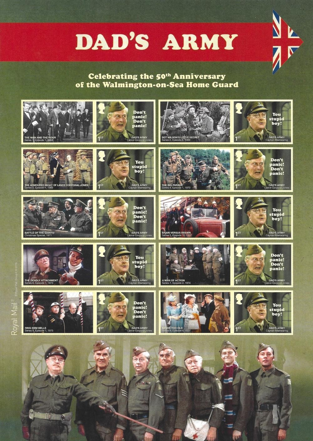 GB QEII #LS111 2018 Dad's Army Smiler Sheet U/Mint MNH