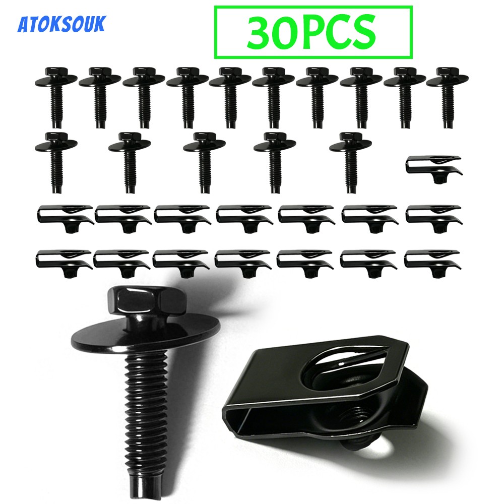 30Pcs For Dodge Challenger M6 24mm Body Bolts U-nut Clips Engine Splash Shield