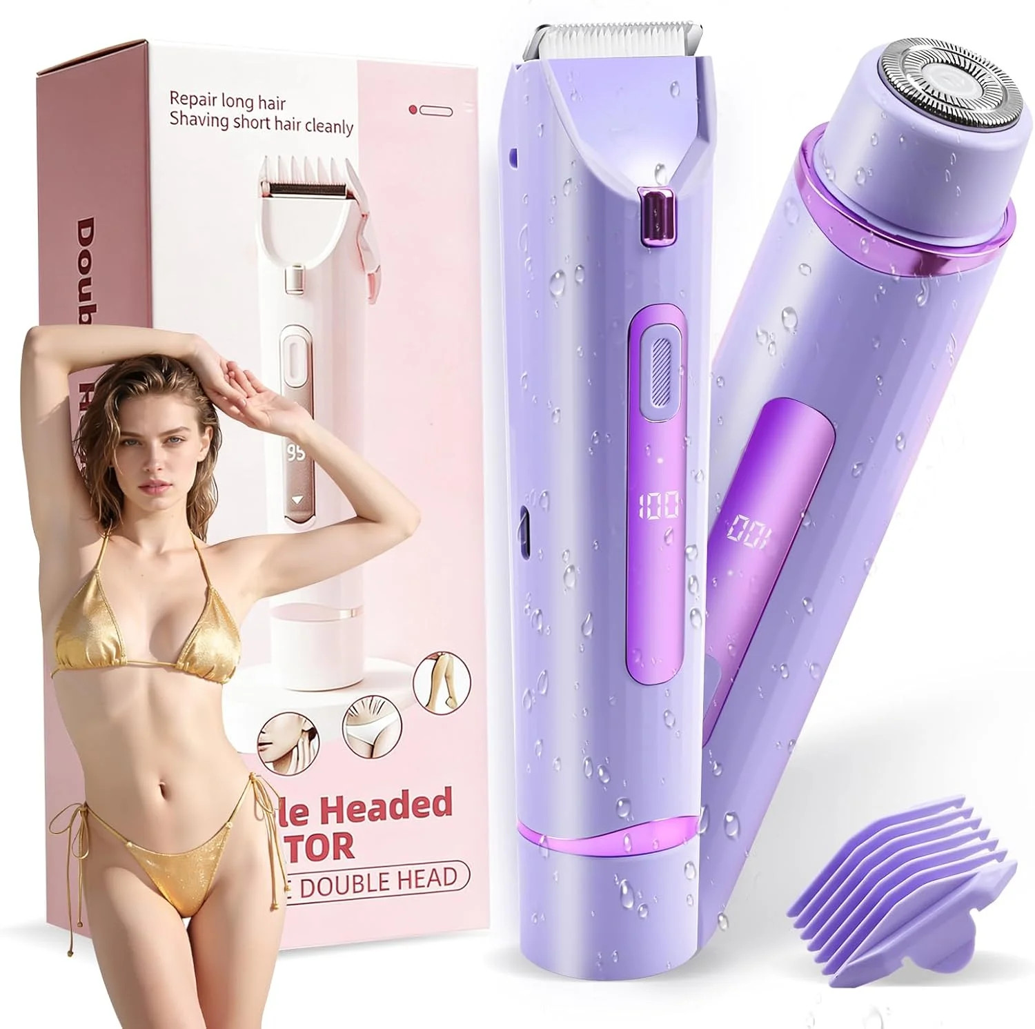Dermave Bikini Shaver 2.0, Dual Head Electric Trimmer for Purple Dermave Bikini Shaver 2.0, Dual Head Electric Trimmer for Purple