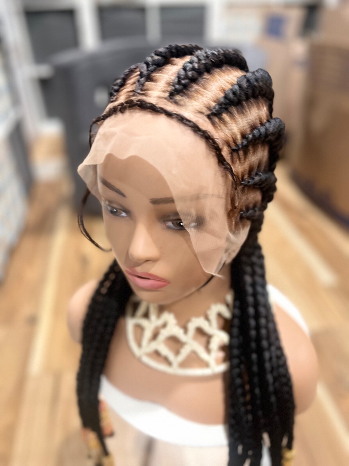 Braided Cornrow Wig. .made On A Full Lace with beads.length is 24inches..