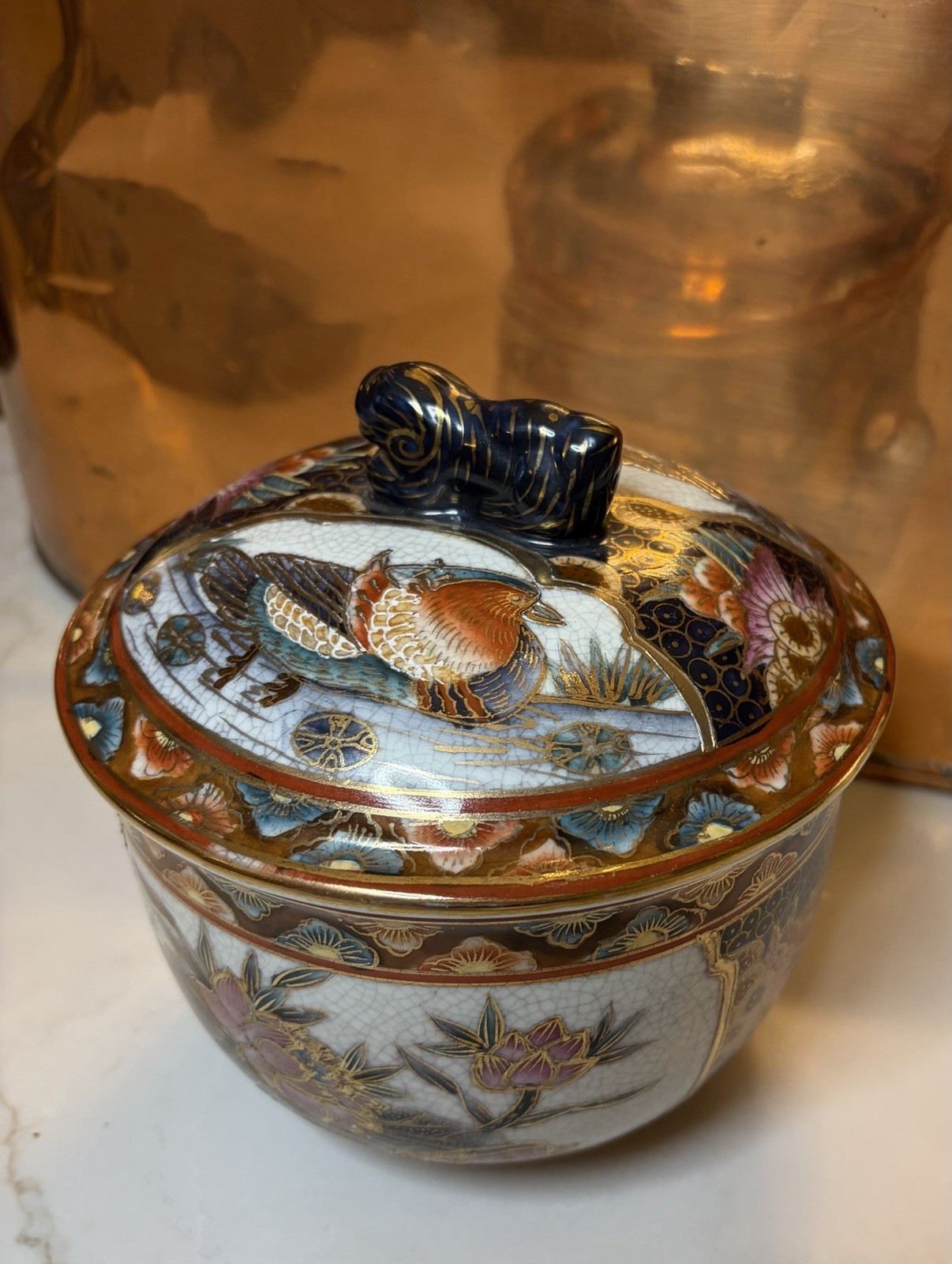 Vintage Japanese Satsuma-Style Lidded Bowl / Beautiful 5.5