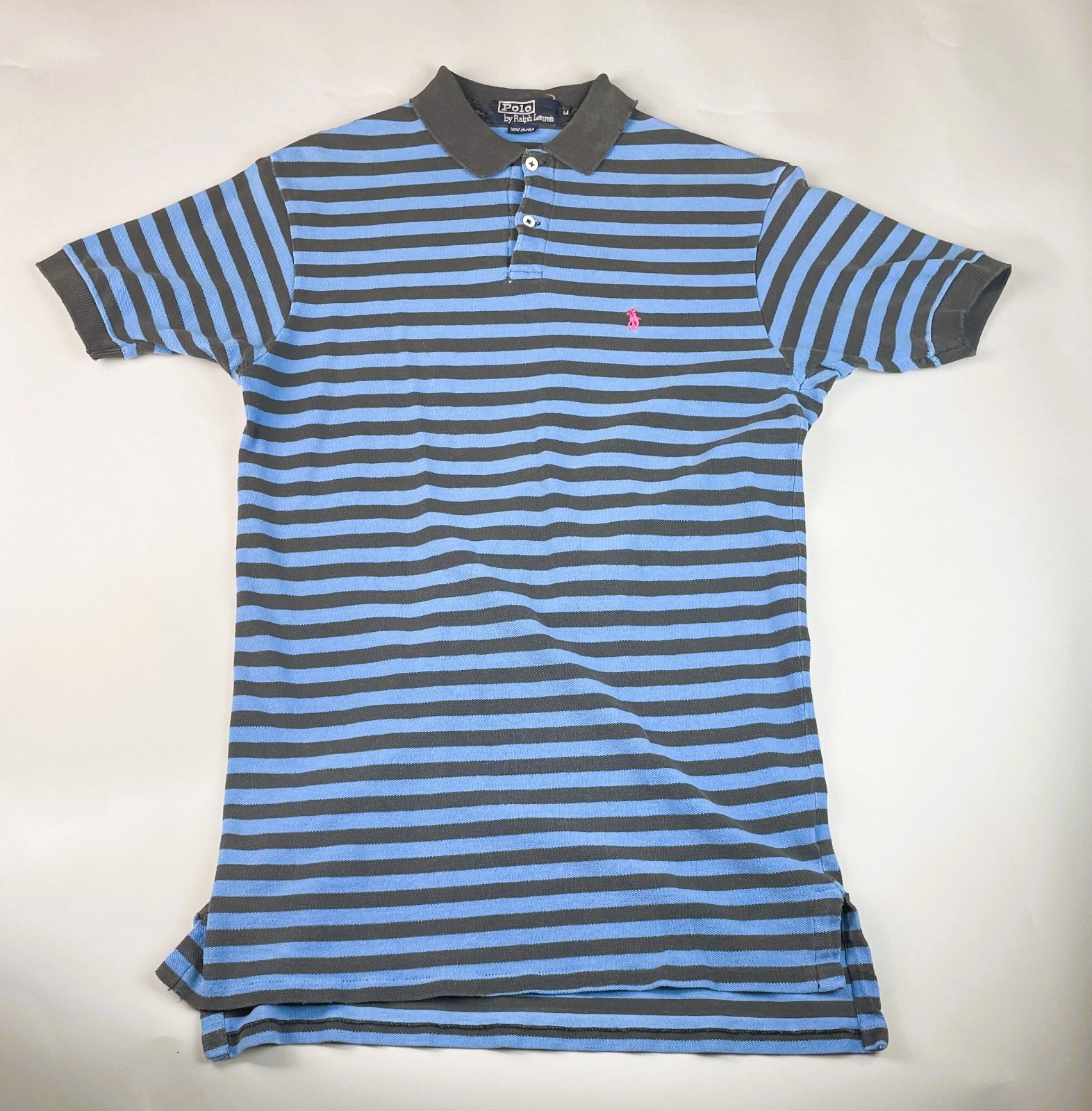 VTG 80s Polo Ralph Lauren Striped Polo Shirts Men\'s Size Medium THRASHED USA