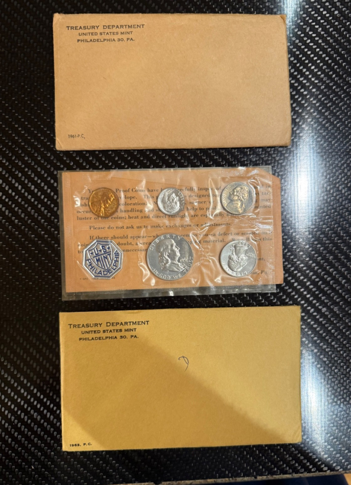 US Mint Philadelphia Proof Sets 1961, 1962, 1963 US Mint Philadelphia Proof Sets 1961, 1962, 1963