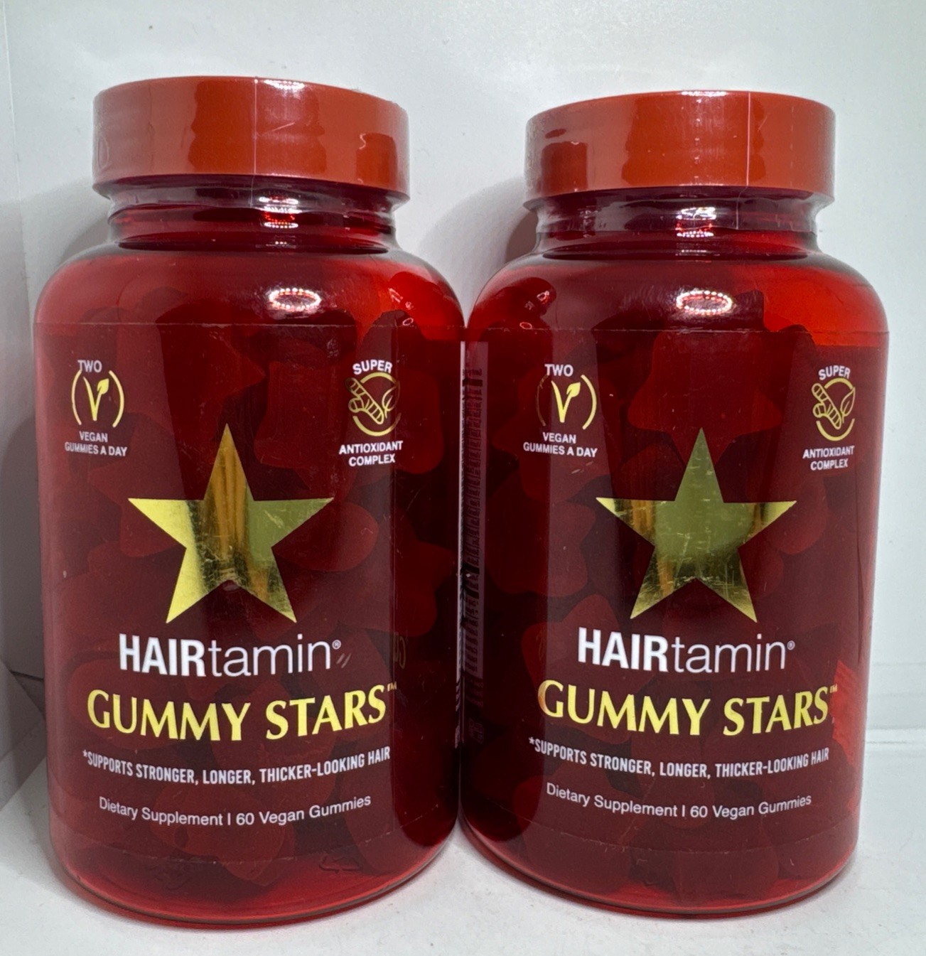 2X HAIRtamin Gummy Stars Superfruit Medley 60 Vegan Gummies Exp 02/2027-New-US