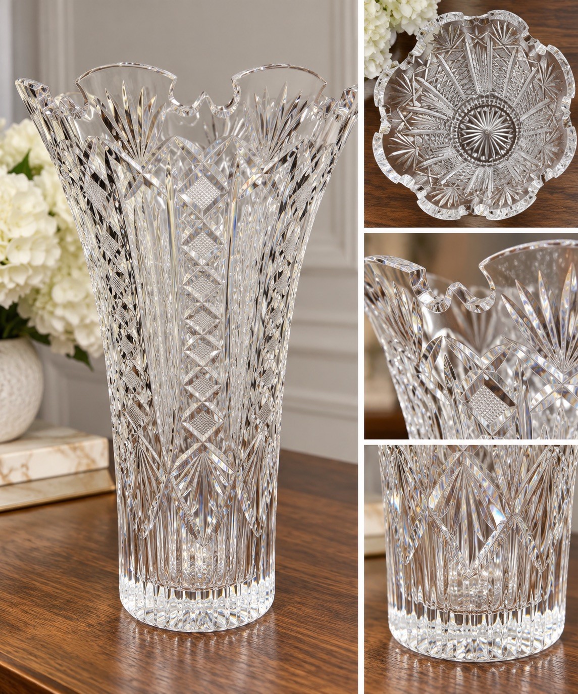 Waterford Crystal Maritana 14” x9” Vase Designers Gallery Billy Briggs New 